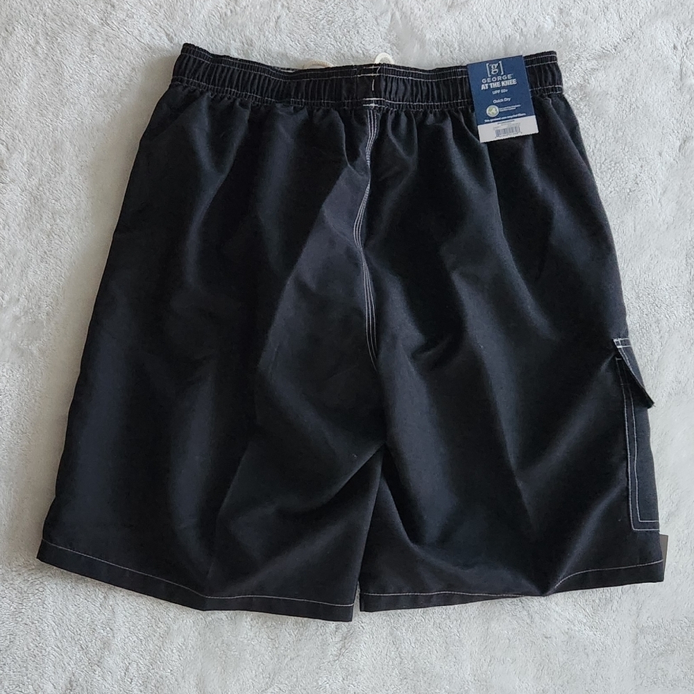 George Men’s Black Cargo Eboard Swim Shorts, Size Small (28–30), 9” Inseam, NWT - Picture 2 of 16